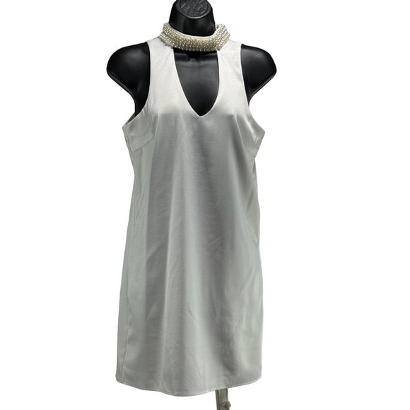 LULUS Women's Dress White Sleeveless Pearl Embellished Neckline Stretch Size XS - Picture 9 of 16